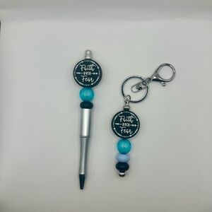 Faith Over Fear beaded Pen and Keychain Set